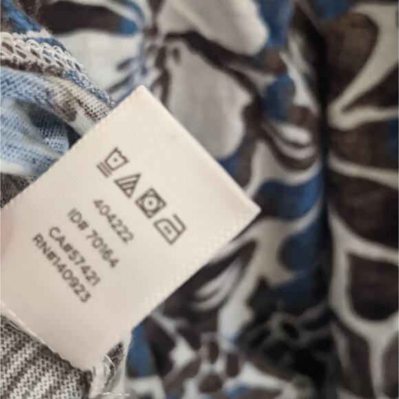 Women's LOFT Sunwashed Floral Off Shoulder Blouse Top Large Brown Blue - Picture 4 of 7